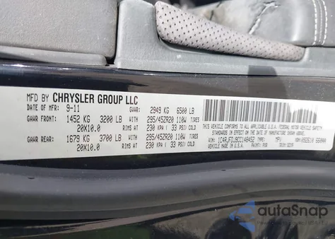 2012 Jeep Grand Cherokee Srt8 из США, поврежденный, VIN 1C4RJFDJ9CC148452